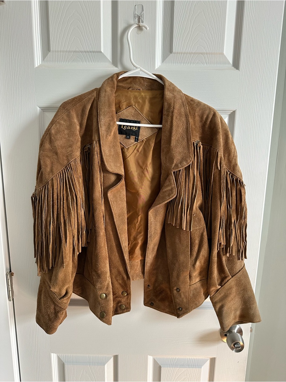 Women's Brown Leather Fringe Jacket Like New